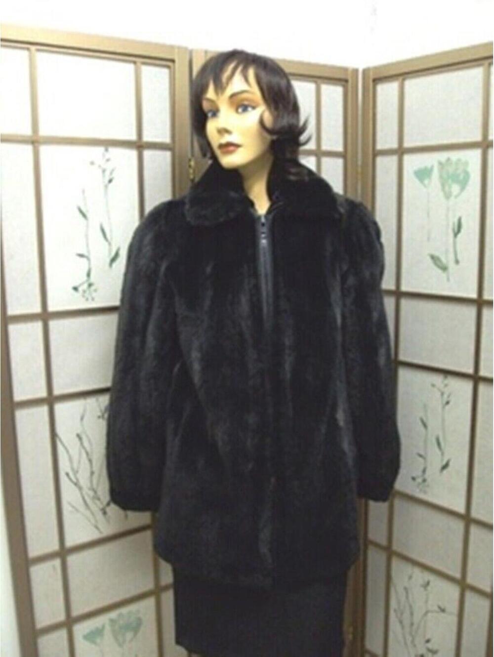 REFURBISHED GREY/BLACK SHEARED RACCOON FUR JACKET WOMEN MEN UNISEX 4-6